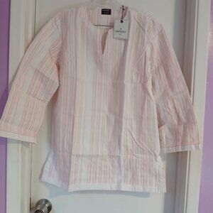 Untuckit Durfort Women's Pink Stripe Tunic SZ 4 NWT Cotton